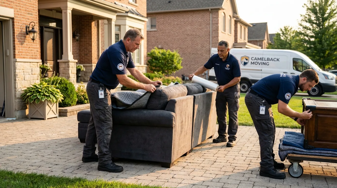 Large estate moving crew wrapping furniture in Milan, IL